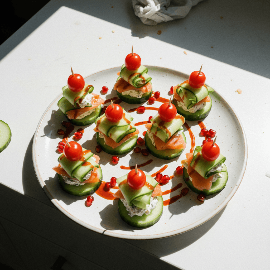 Festive Salmon and Cream Cheese Cucumber Bites