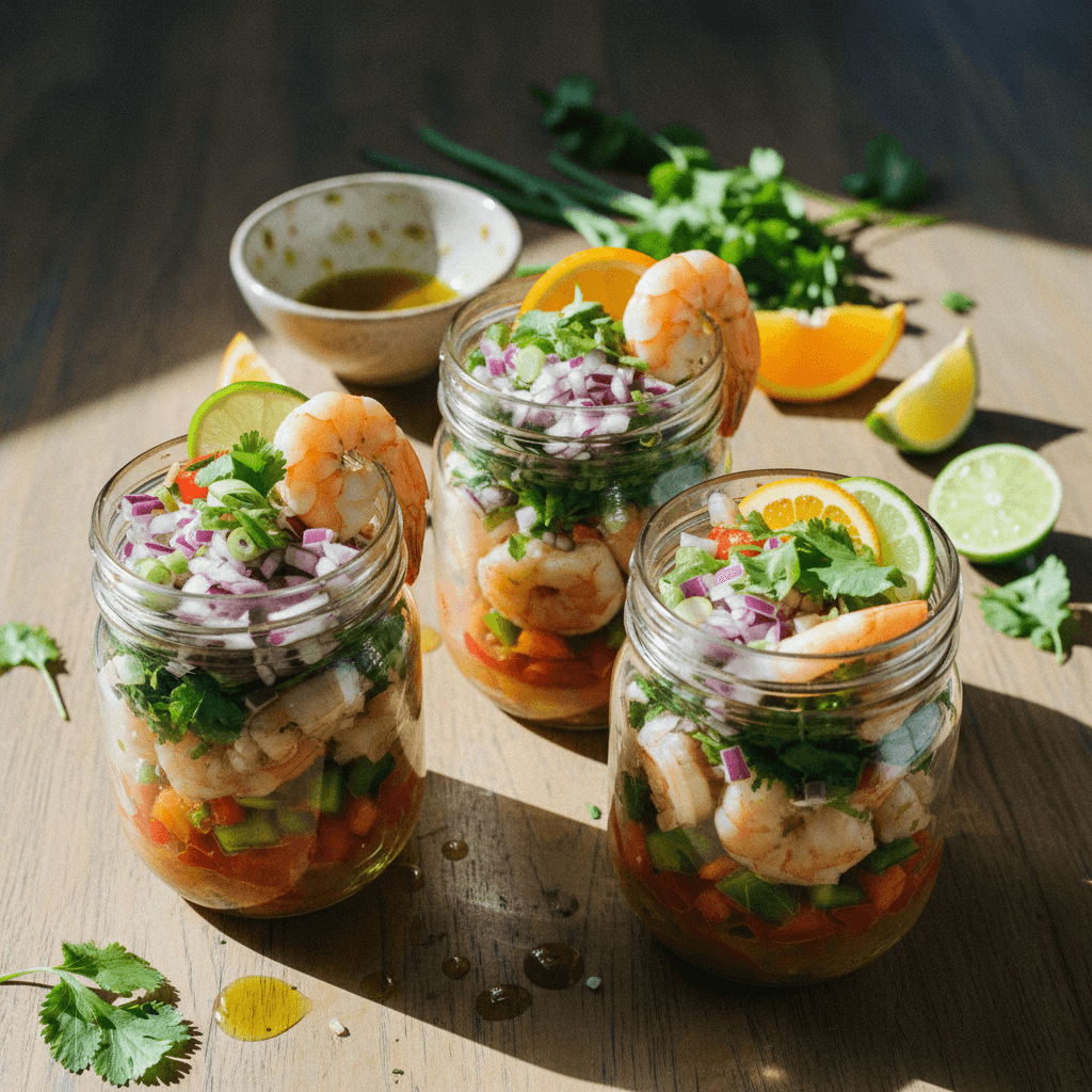 Mediterranean Citrus Shrimp Ceviche Jar