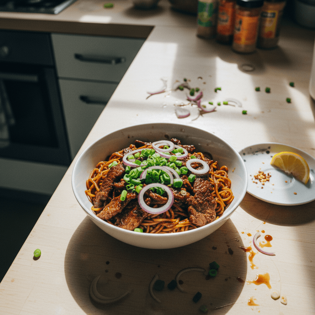 Nouilles sautées au bœuf