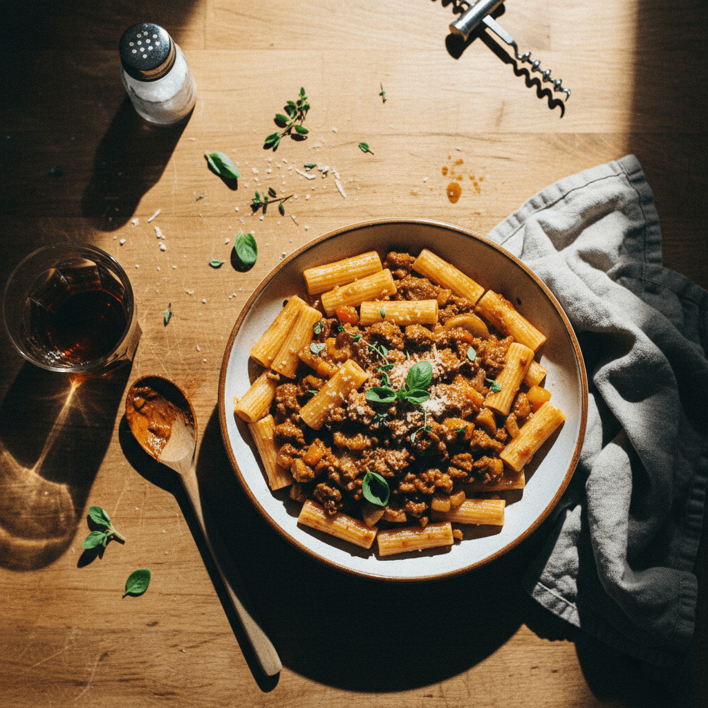 Ragú con Rigatoni