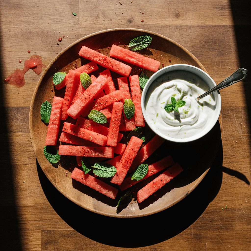 Watermelon Fries with Coconut Lime Dip