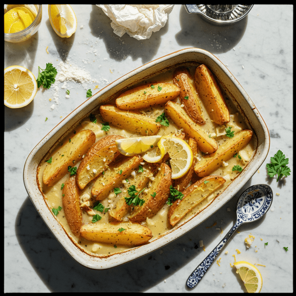 Greek Lemon Garlic Roasted Potatoes