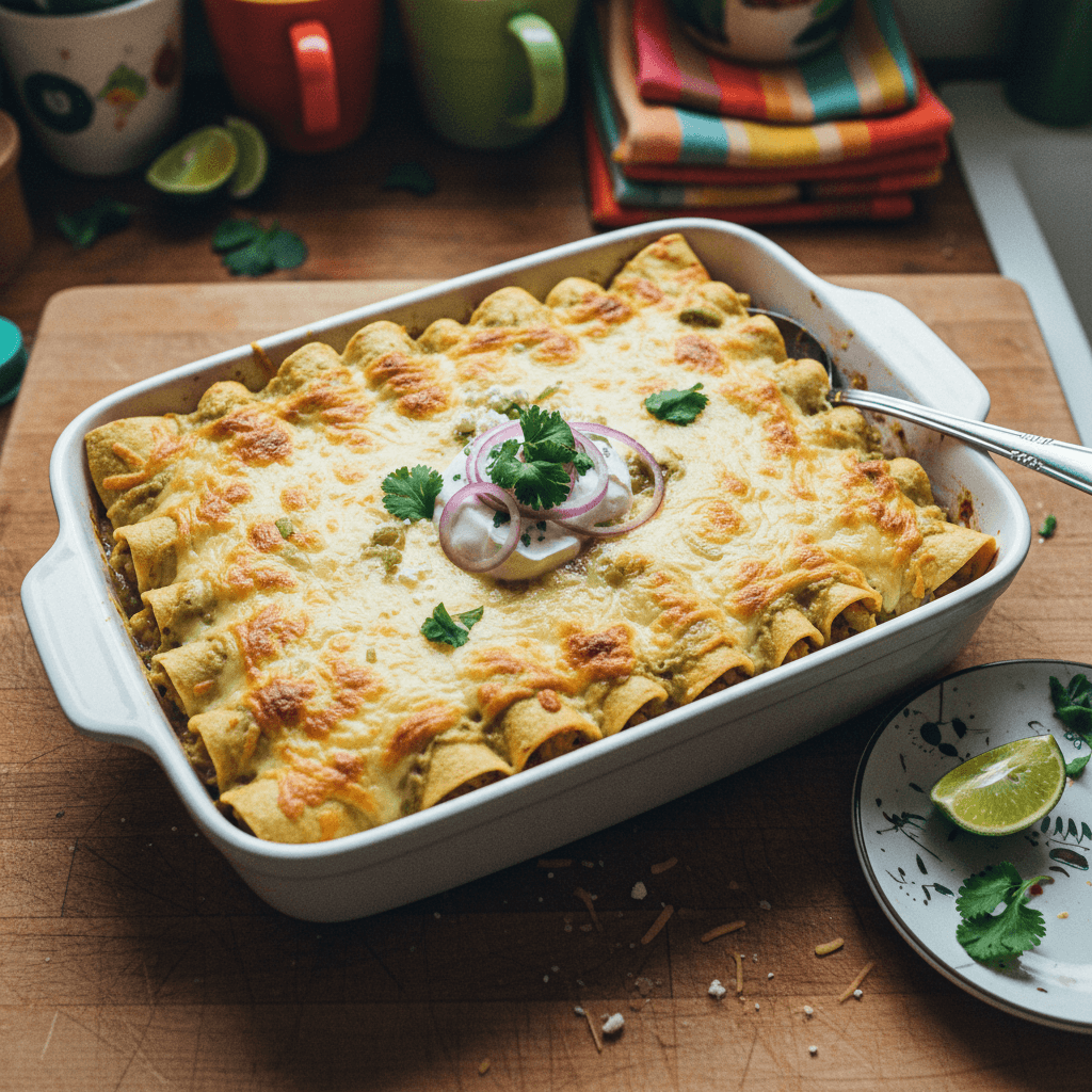 Fast and Easy Green Chicken Enchiladas