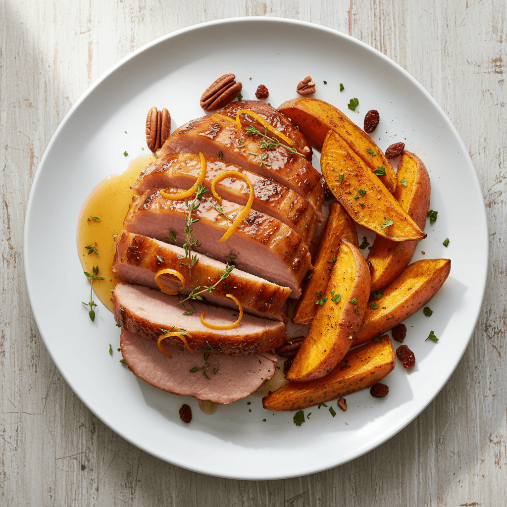 Sweet Potato and Honey Glazed Ham