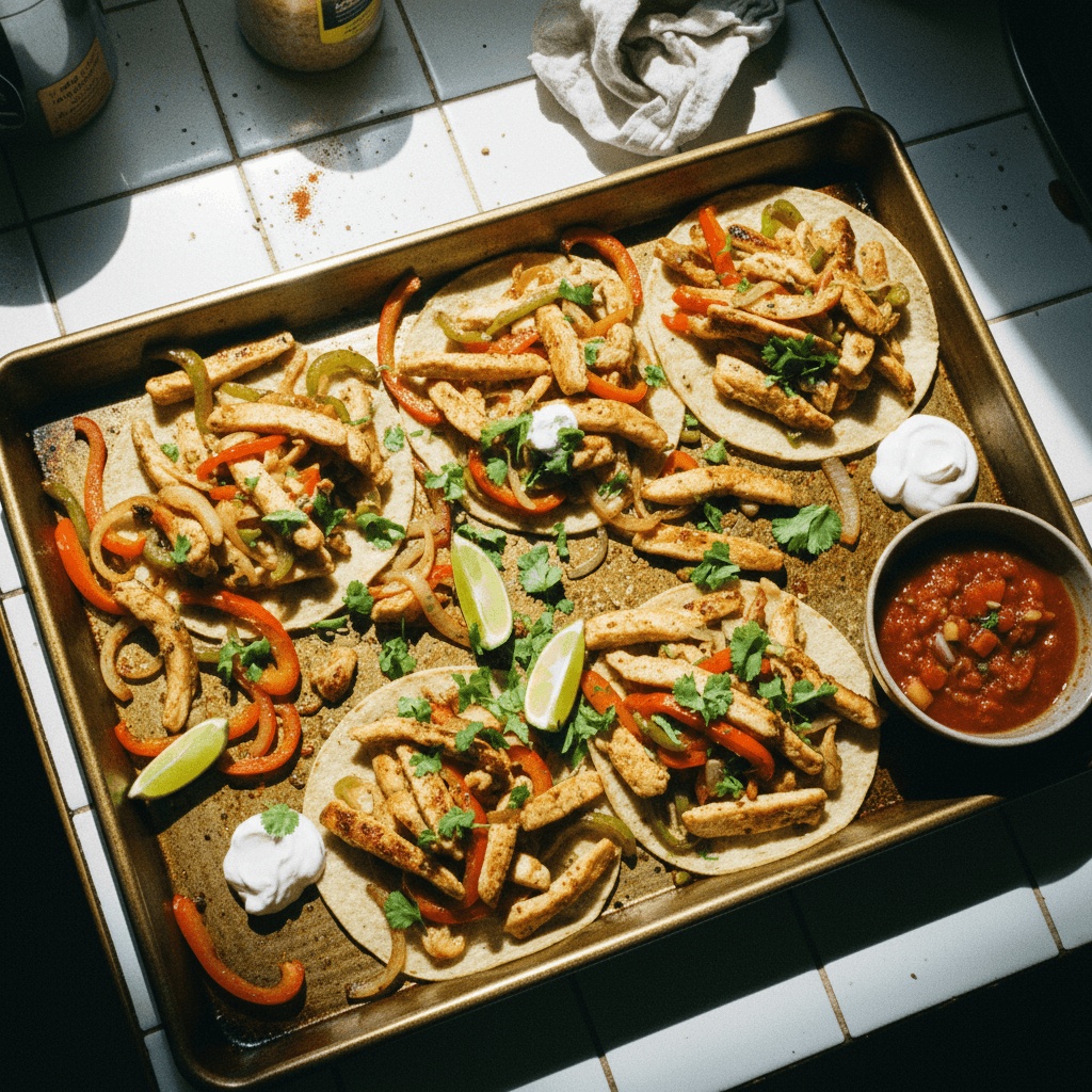 Sheet Pan Chicken Fajita Tacos