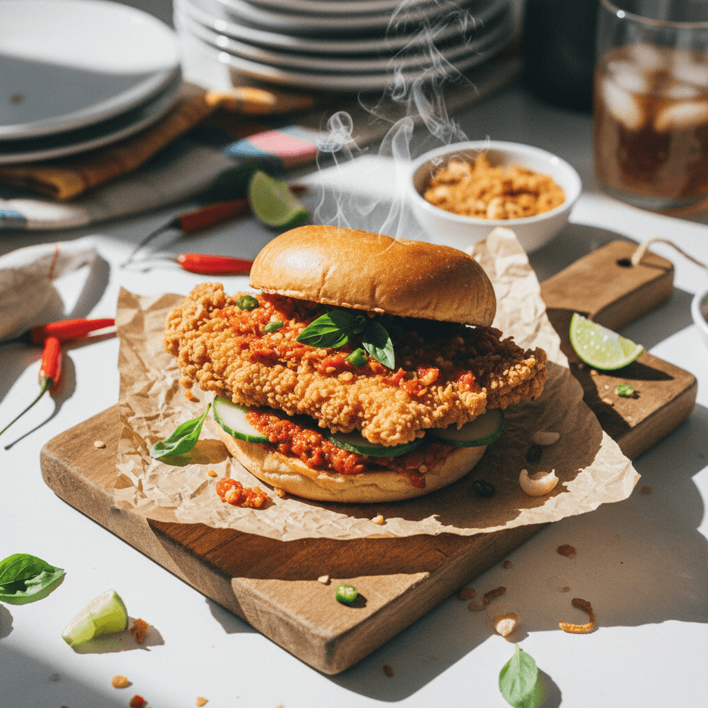 Smashed Fried Chicken Sandwich (Ayam Geprek)