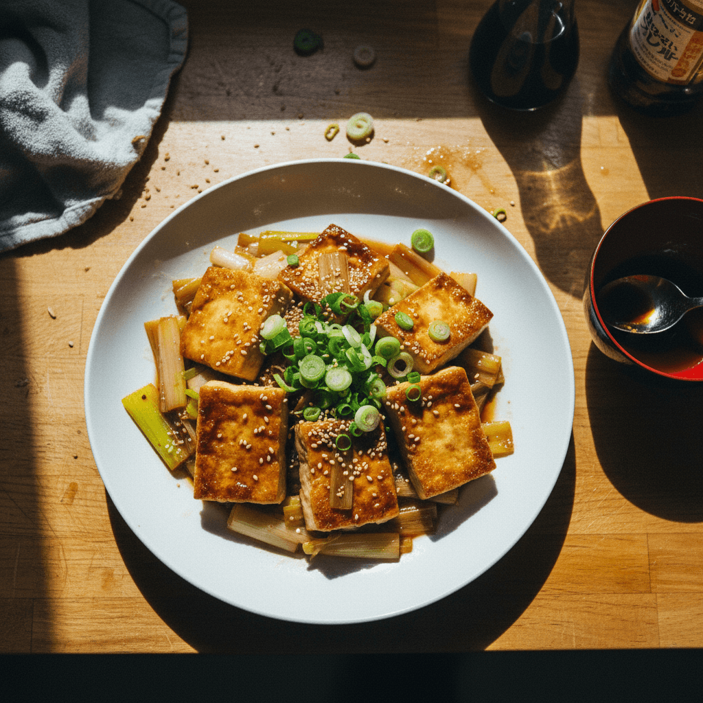 Pan-Braised Tofu with Leeks (ねぎ焼き豆腐)