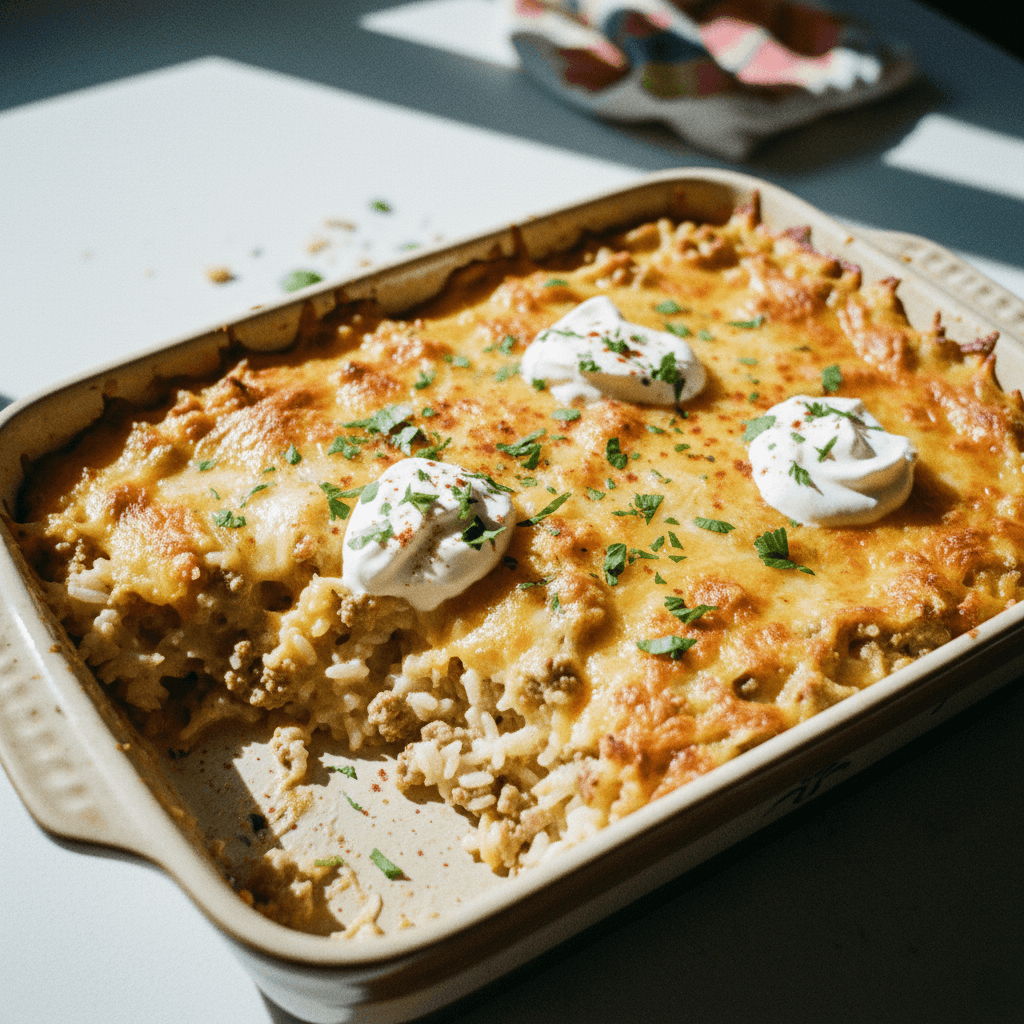 Cheesy Turkey and Rice Casserole