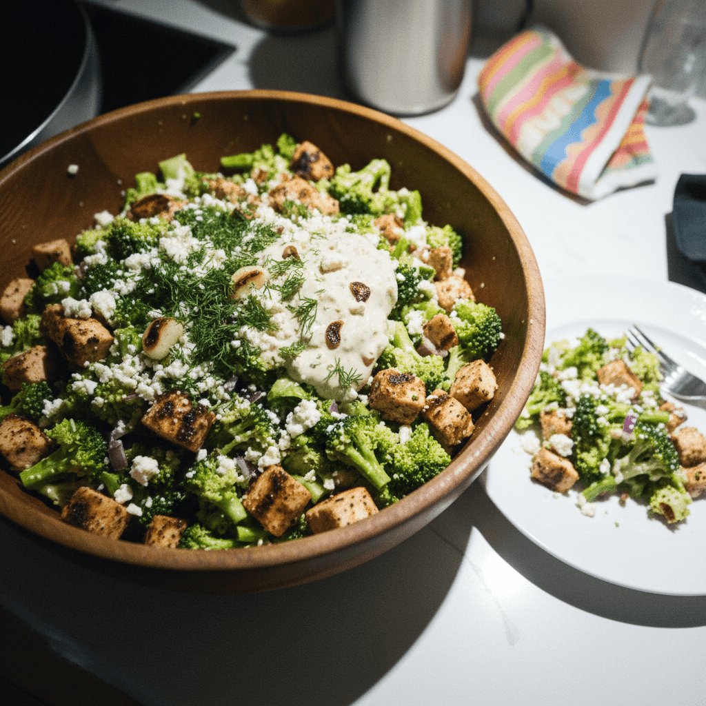 Protein-Packed Garlicky Feta Chicken and Broccoli Salad
