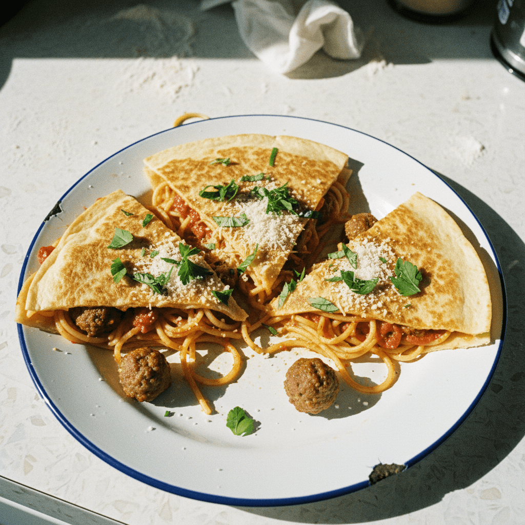 Spaghetti and Meatball Quesadilla (SpaghettiDilla)