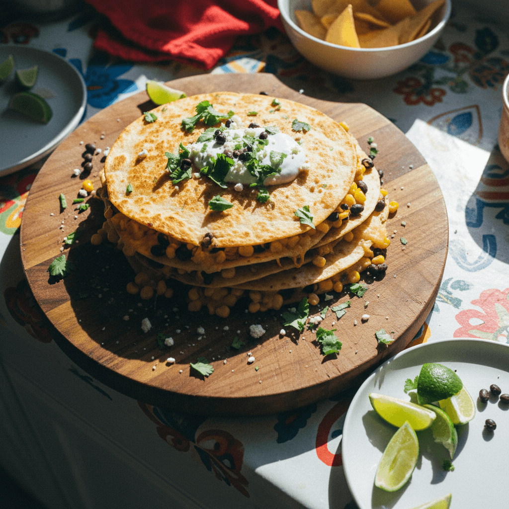 Spicy Black Bean and Corn Quesadillas