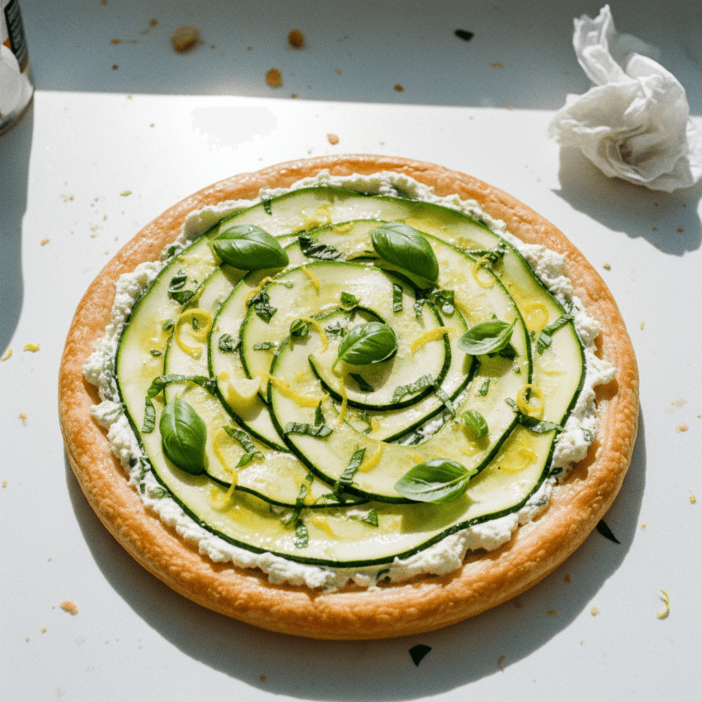 Light Summer Courgette, Ricotta, Basil, and Lemon Tart