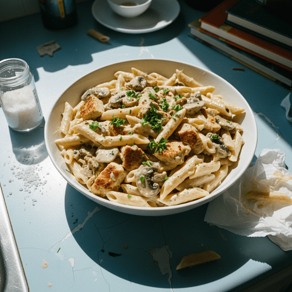 Creamy Garlic Mushroom Chicken Pasta