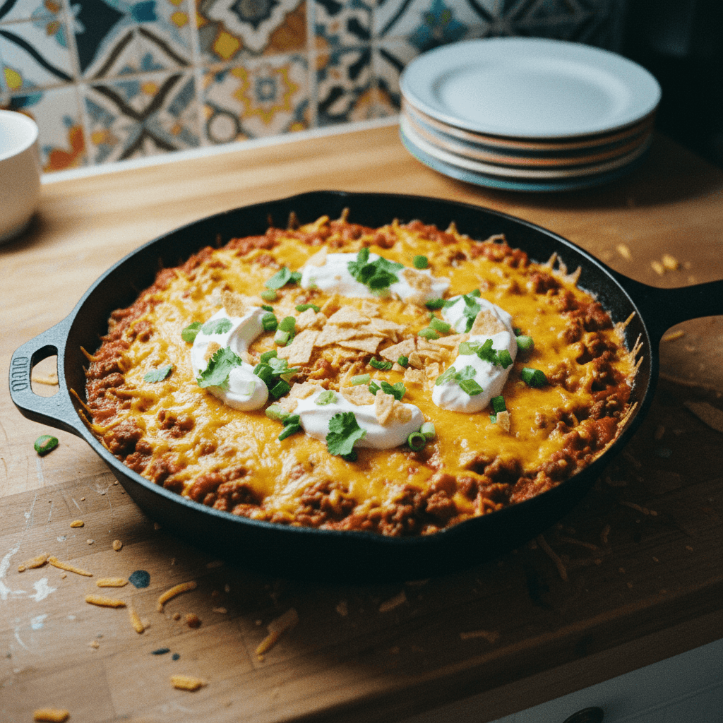 Cheesy Tex-Mex Ramen Bake