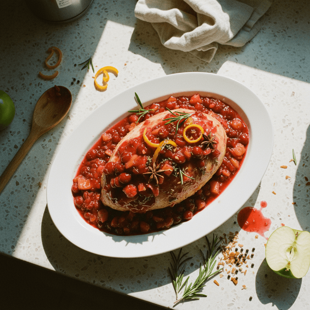 Crockpot Cranberry Apple Cider Organic Turkey Breast with Homemade Onion Soup Mix