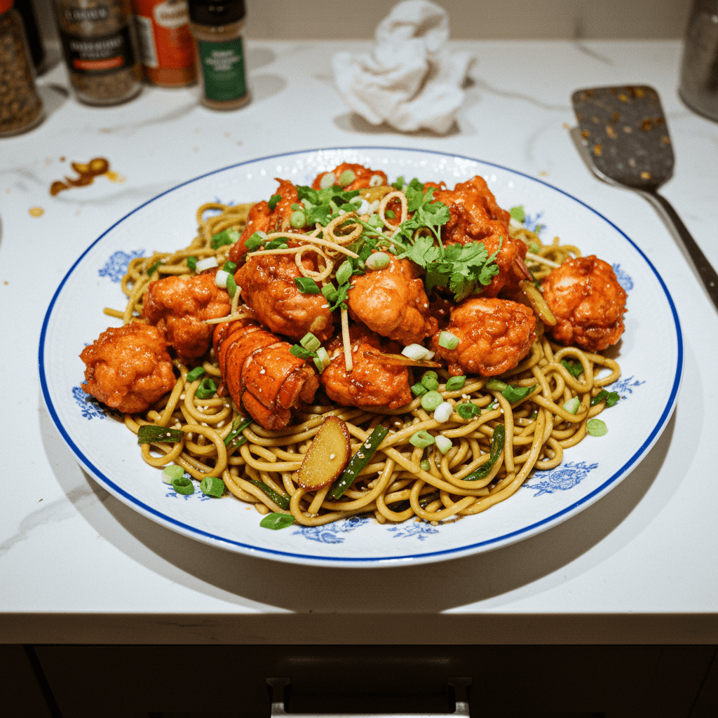 Ginger Scallion Lobster Noodles