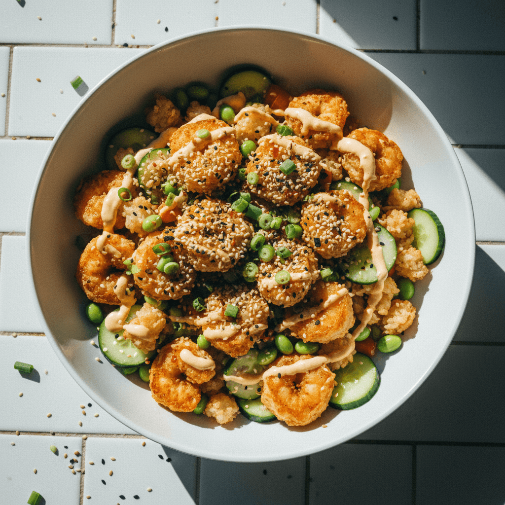 Bang Bang Crispy Rice Shrimp Salad