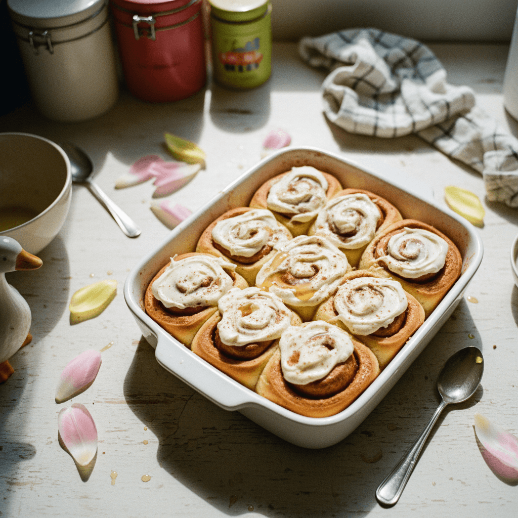 Cinnamon Rolls with Cream Cheese Honey Butter Frosting