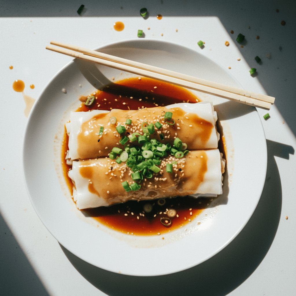 Cantonese Steamed Rice Noodle Rolls (Chee Cheong Fun)