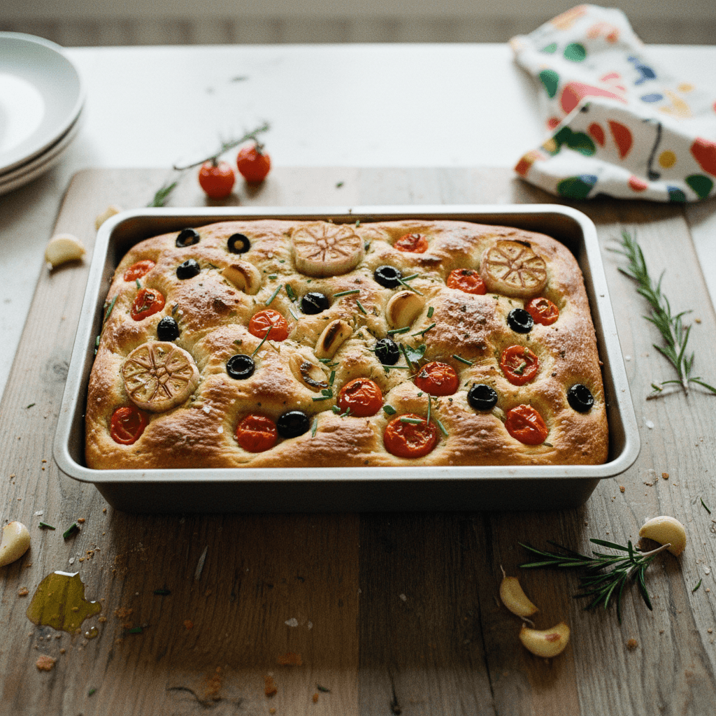 Focaccia with Roasted Garlic and Tomatoes