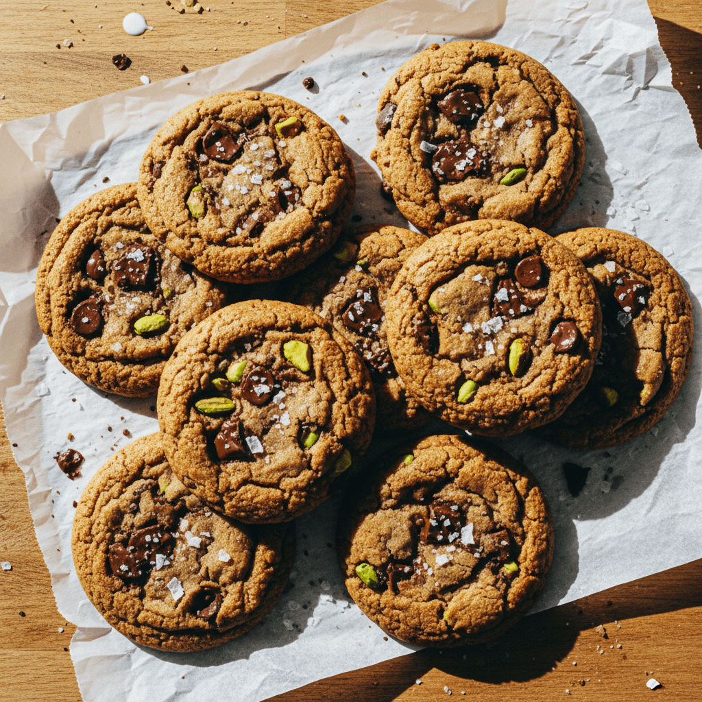 Salted Pistachio Chocolate Chip Cookies
