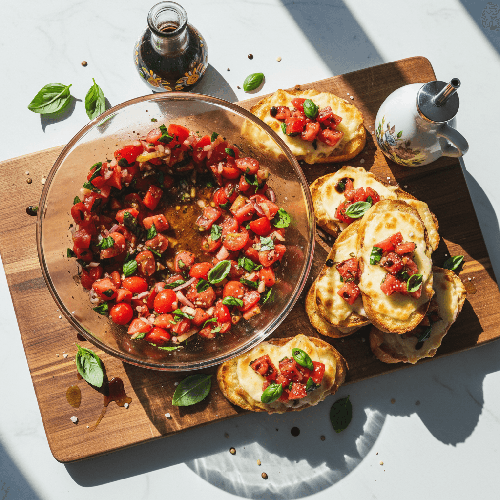 Make-Ahead Bruschetta with Cheesy Baguettes