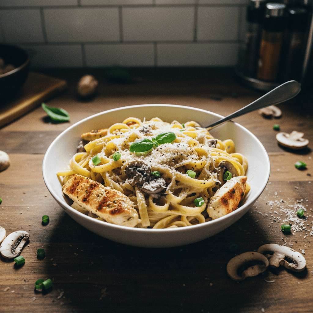 فيتوتشيني ألفريدو بالدجاج (المفضّلة! وأطيب من المطاعم)