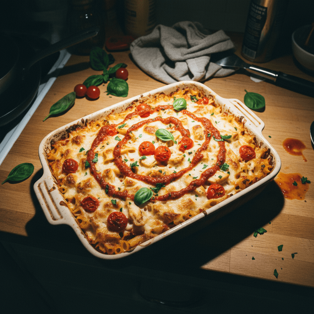 Caprese Chicken Pasta Bake