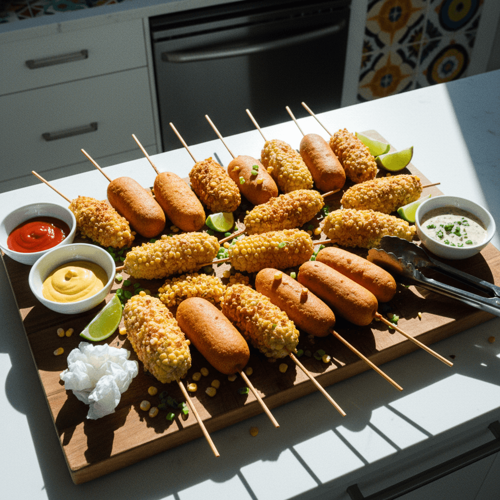 Homemade Corn Dogs with Fresh Corn Batter