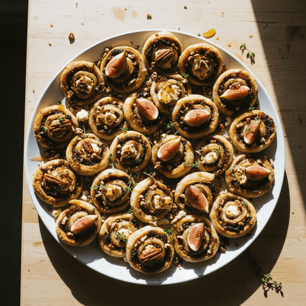 Fig, Goat Cheese, and Hot Honey Phyllo Pinwheels