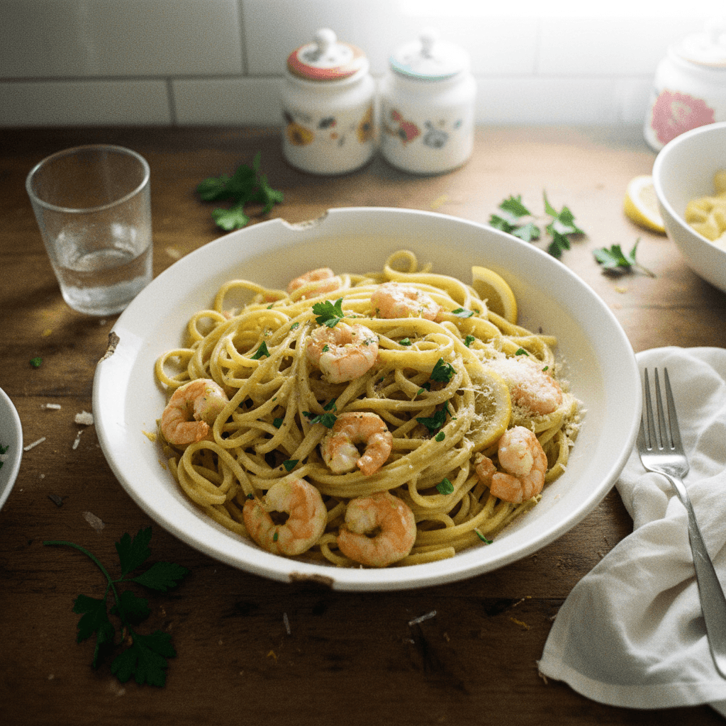 Creamy Shrimp & Lemon Linguine