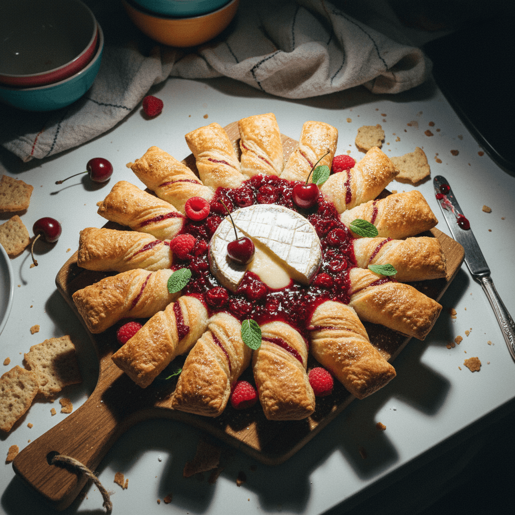 Baked Brie & Berry Jam Puff Pastry Sun