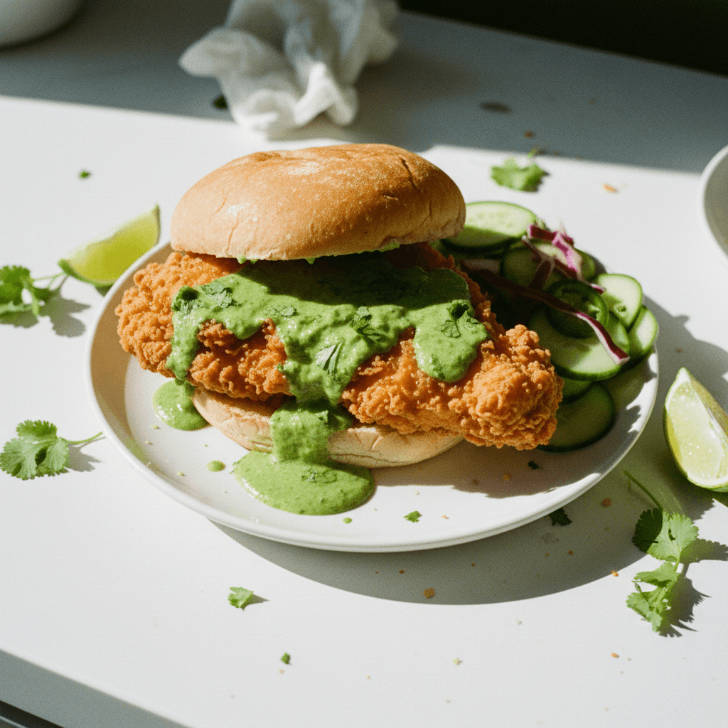 Crispy Cilantro Lime Honey Chicken Sandwich