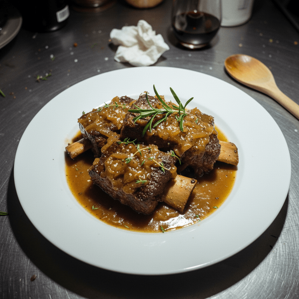Braised Short Ribs with Caramelized Onion Gravy