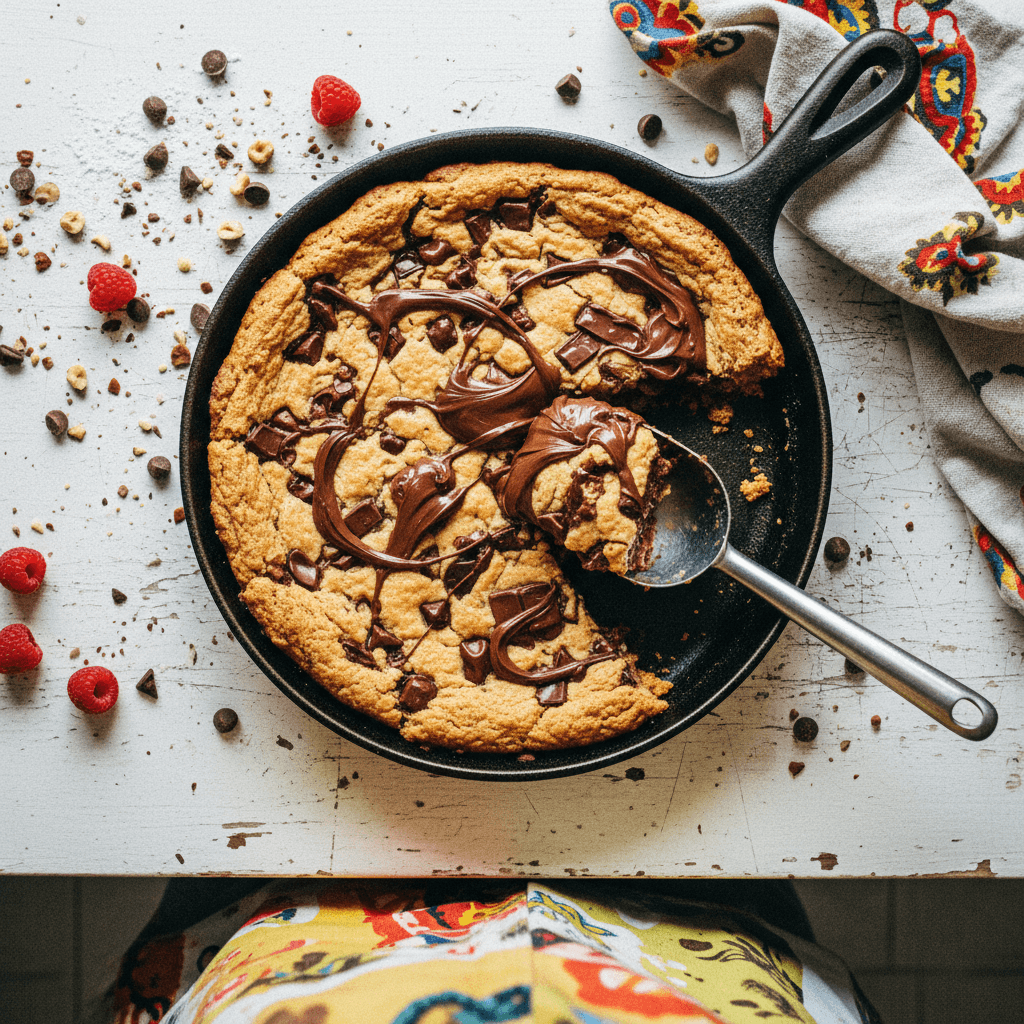 Ooey-Gooey Scoopable Nutella Cookie Pie