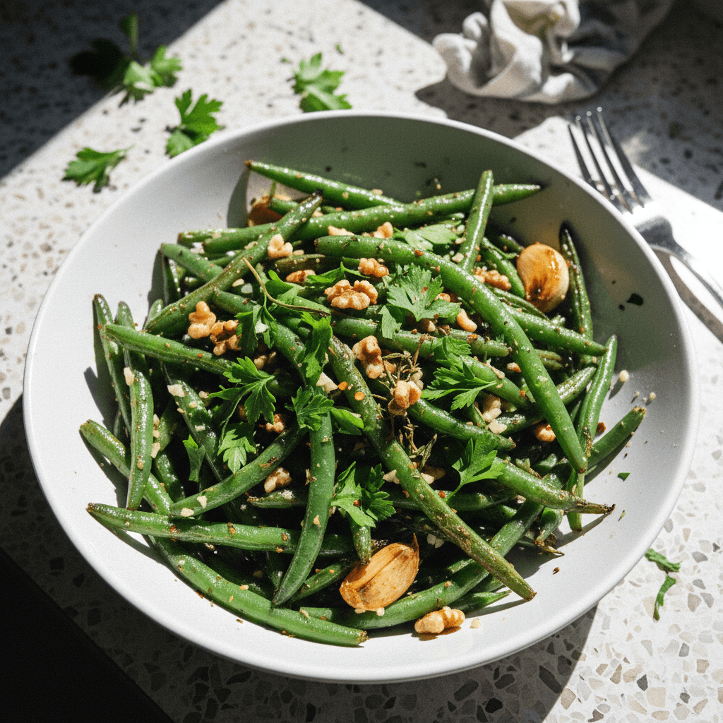 Roasted Garlic Herb Green Beans
