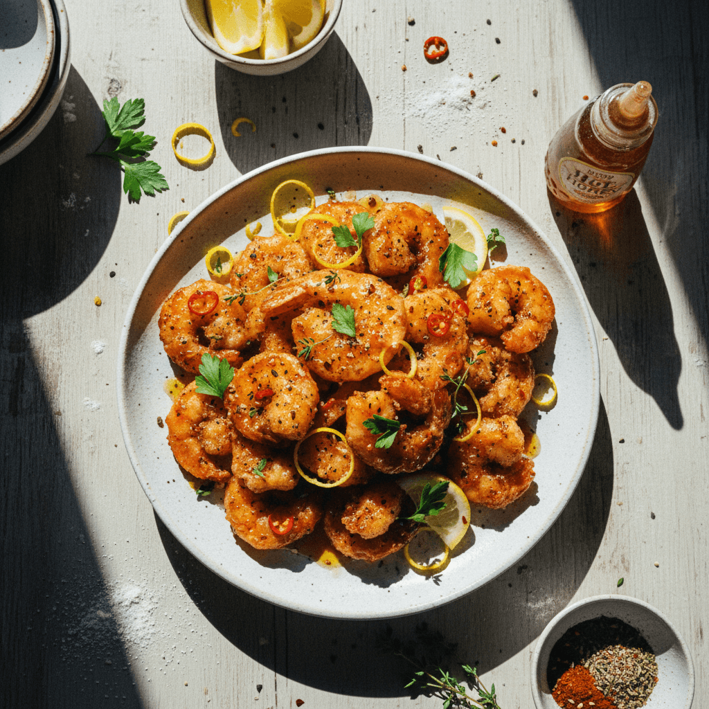 Hot Honey Lemon Pepper Shrimp