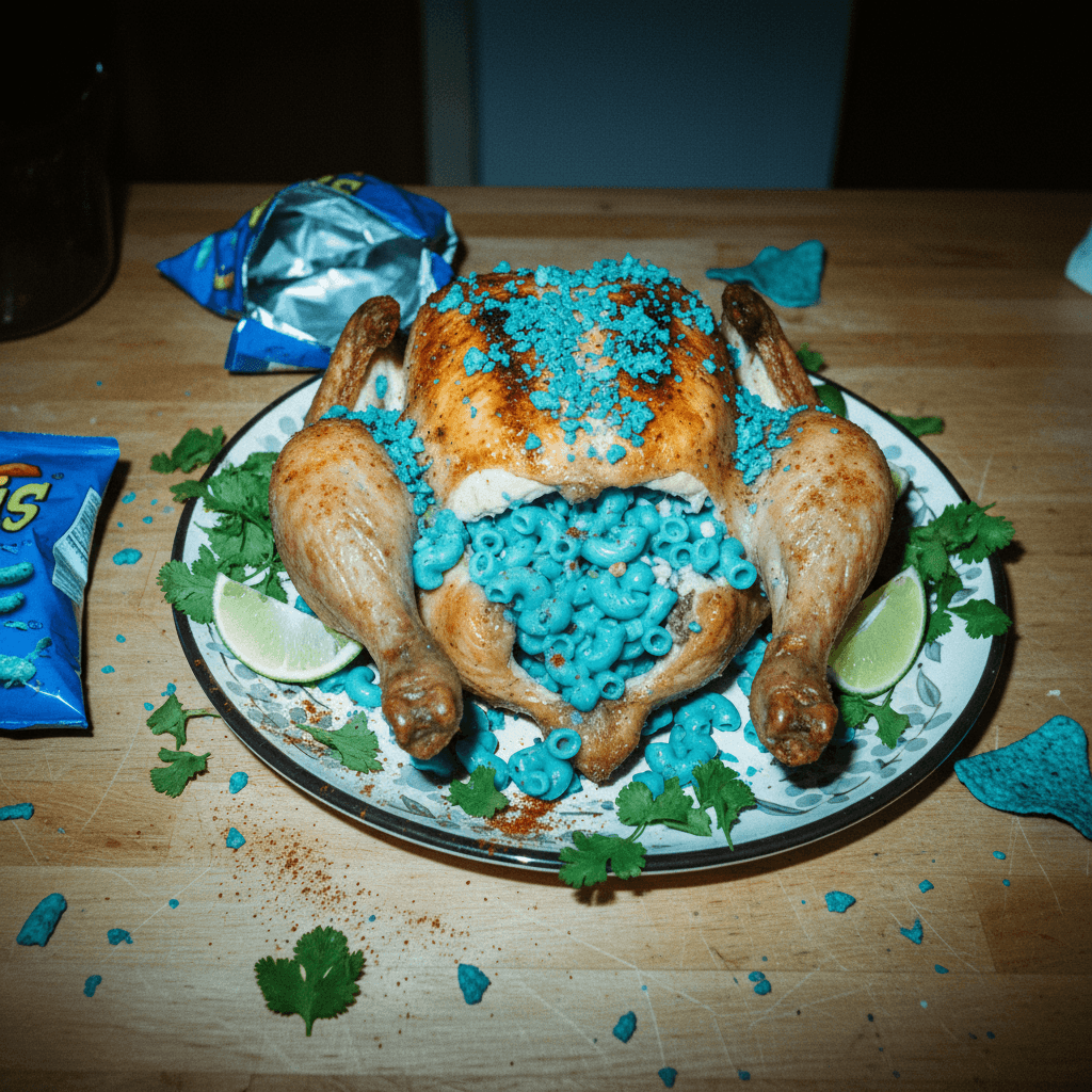 Blue Taki Mac & Cheese Stuffed Chicken