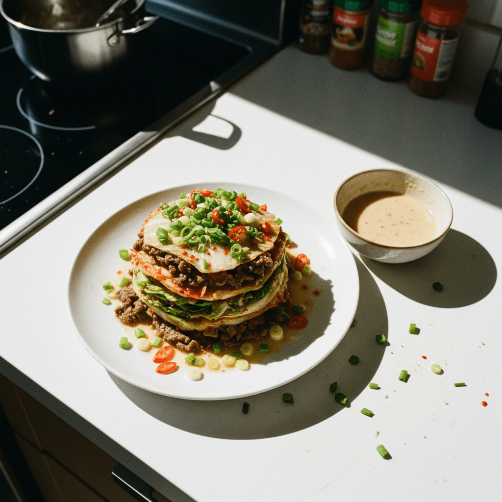 Steamed Kimchi Cabbage Mille-Feuille