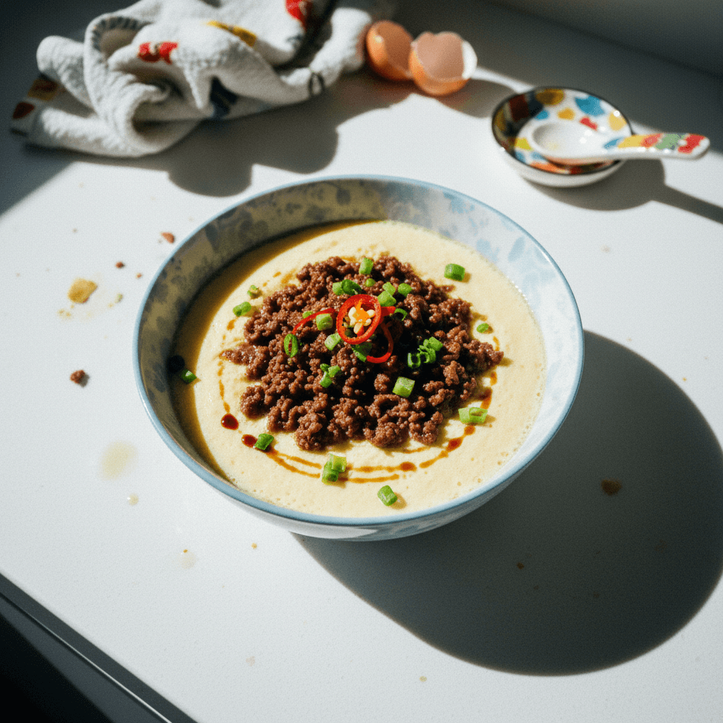 Cantonese Steamed Egg with Minced Beef