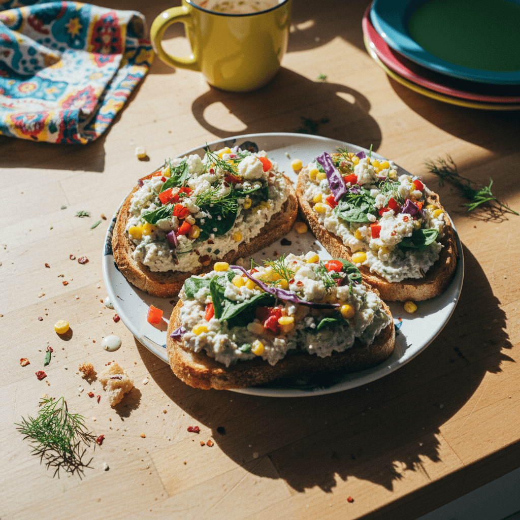 Loaded Protein Dip Veggie Toast
