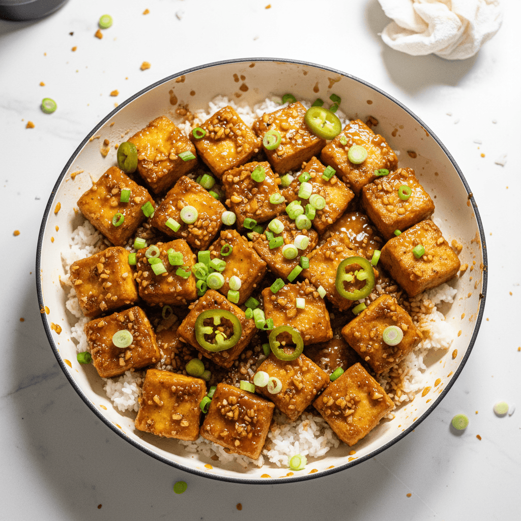 Sticky Garlicky Soy Tofu