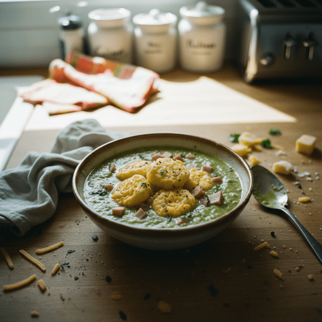 Split Pea and Ham Soup with Cheddar Dumplings