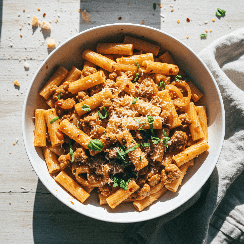 Sweet Onion and Italian Sausage Pasta