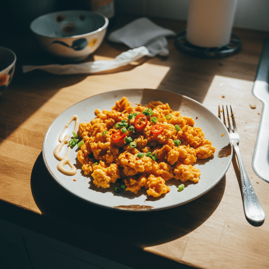 Spicy Kimchi Scrambled Eggs