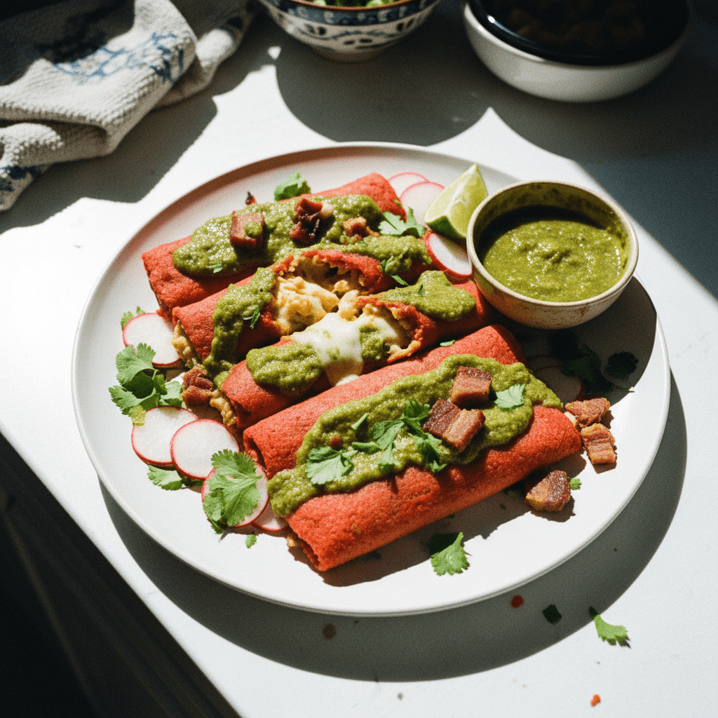Cheesy Chicharron and Salsa Verde Tamales (with Red Chile Masa)