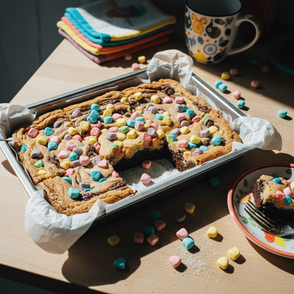 Brownie Cookie Bars with Lucky Charms