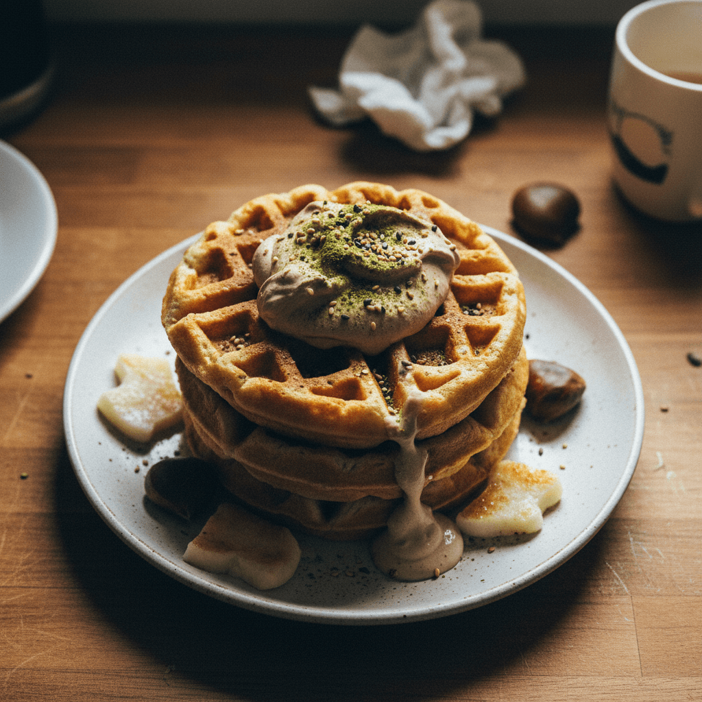 Nian Gao Waffles (Hojicha Mochi Waffles)