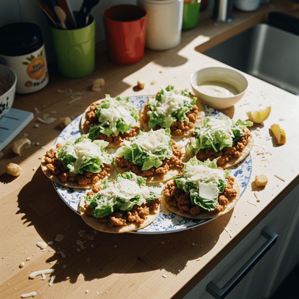 Smashed Chicken Caesar Tacos