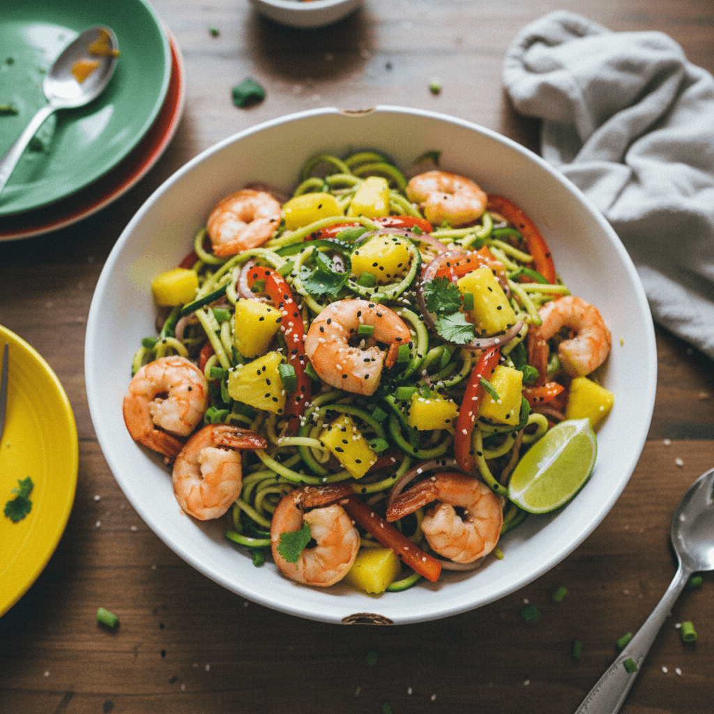 Shrimp and Pineapple Zucchini Noodle Stir-fry
